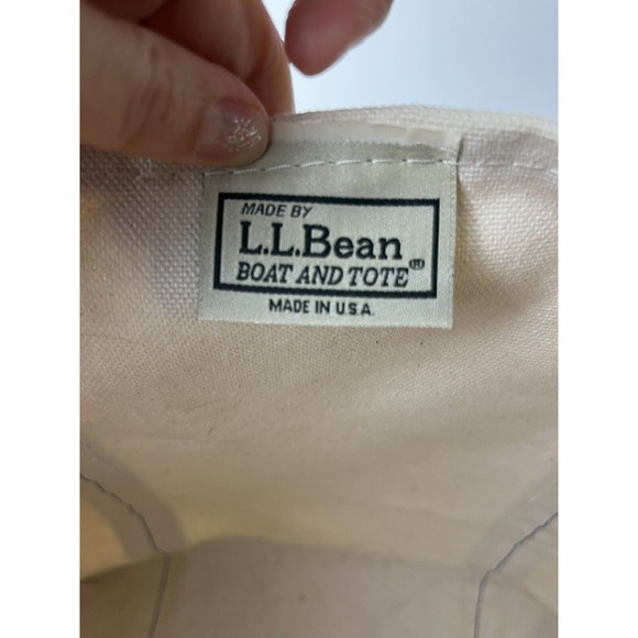L.L. Bean Boat and Tote Canvas Medium Open Top Tote Bag White and Black Bailey - Picture 9 of 14